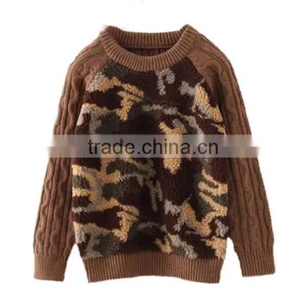 Army Green Round Neck Boys Combat Pullover Sweater