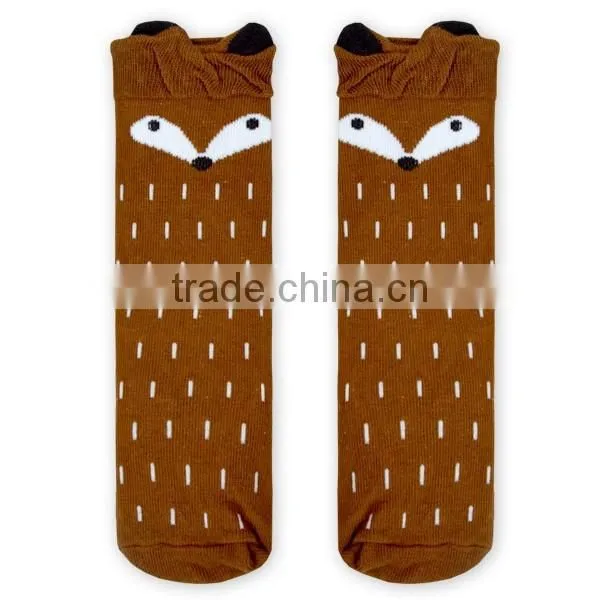 Gray Fox Socks Knitting Cotton Warm Winter Kids Sassy Leg Warmers Wholesale