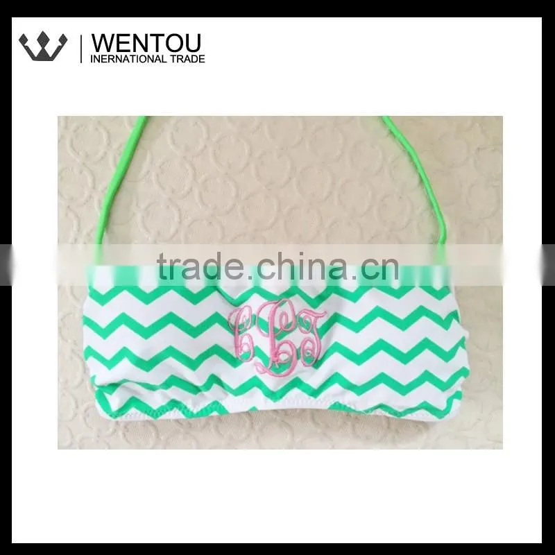 New Arrival Monogrammed Chevron Bandeau Bikini