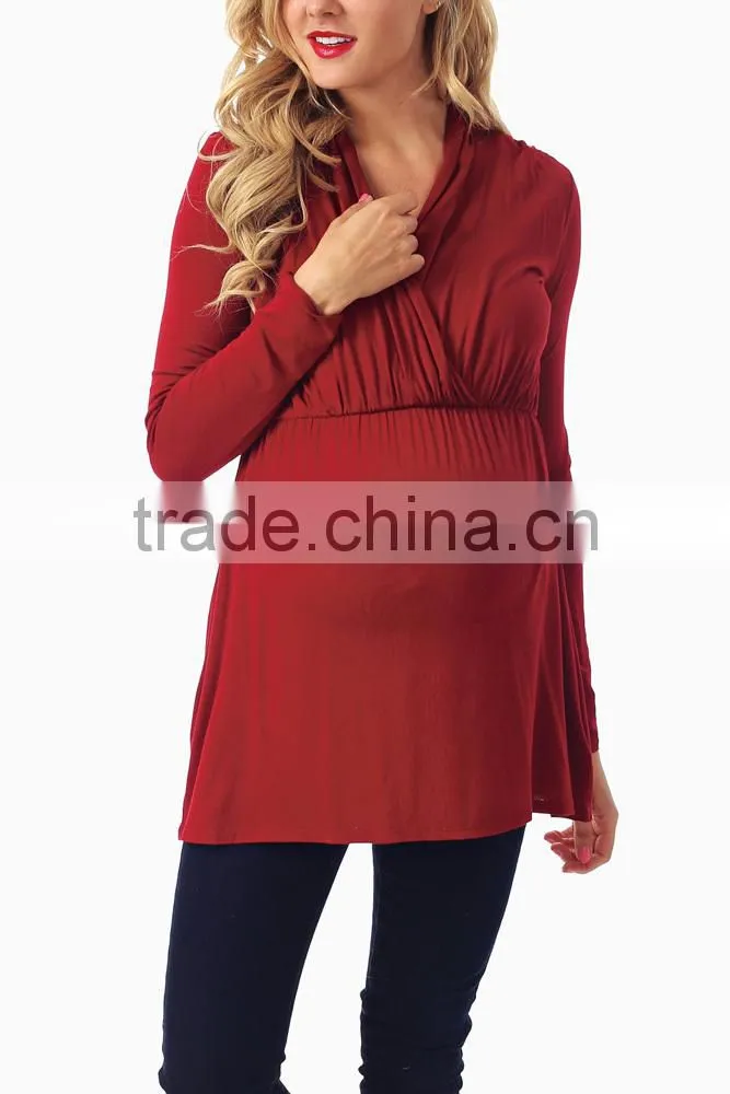 PURPLE LONG SLEEVE MATERNITY/NURSING TOP