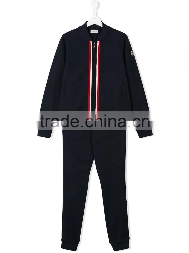 2017 wholesale fashion Custom sports suit Kids baby boy contrast pocket tracksuit children's clothing set