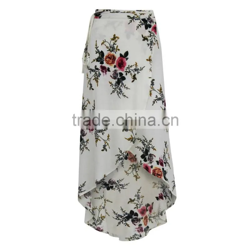 Fashion Summer flower printed women maxi skirt for wholesale 2017