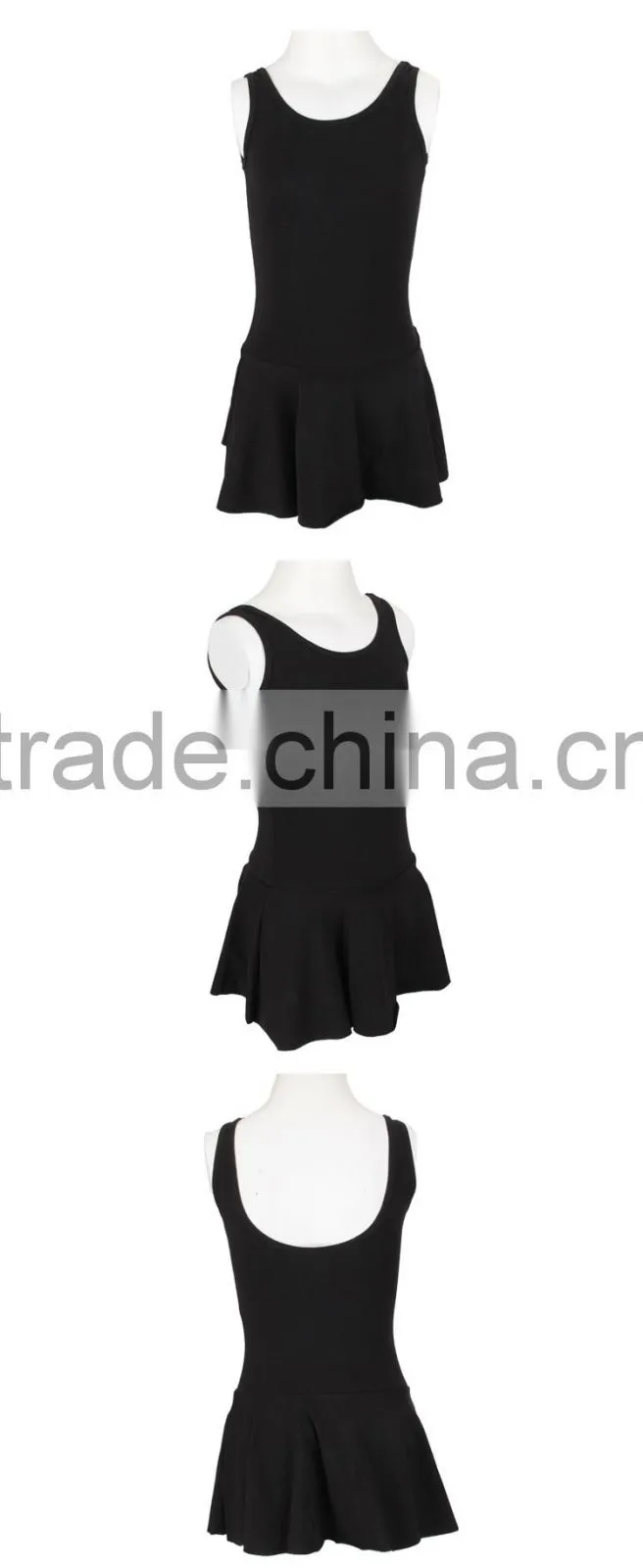 High Quality Wholesale Black Backless Vest Kid Child Dress for Little Girls