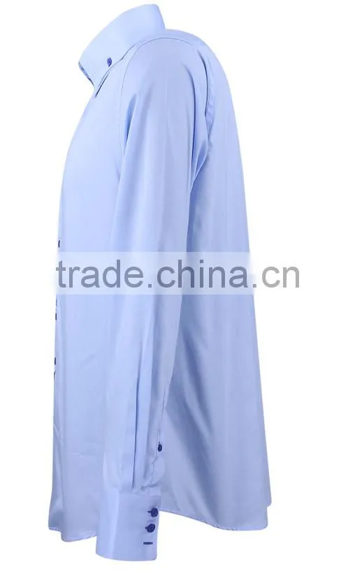 2017 new men's dress shirt with high double button-down collar