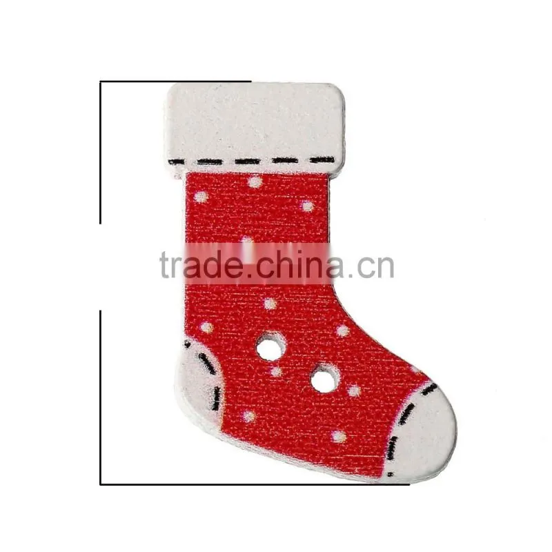 Wholesale Christmas Two Holes Wood Button Small Order Accepted