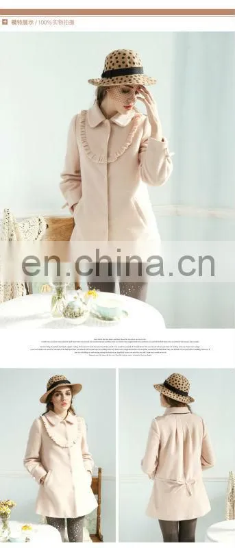New arrival plain color woollen long sleeve women winter coats
