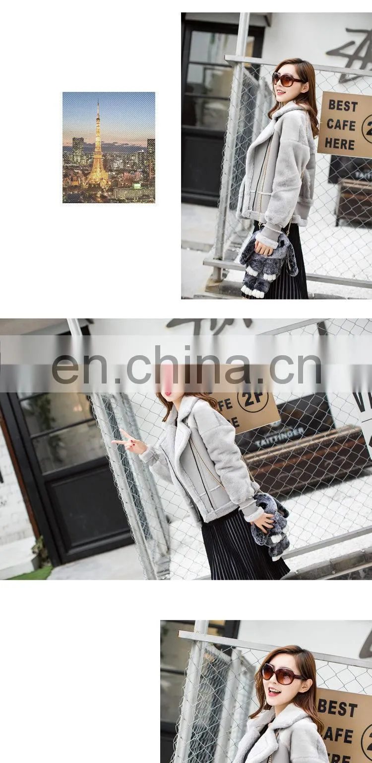 2016 Fashion Women Genuine Sheep Fur Jacket Shearling Sheepskin Coat