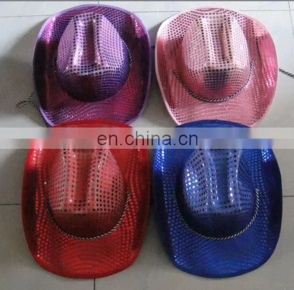 red sequin cowboy party hats
