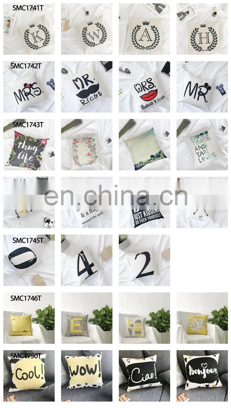 Cute Words Square 100% Polyester Custom Extra Large Linen Cushion Covers