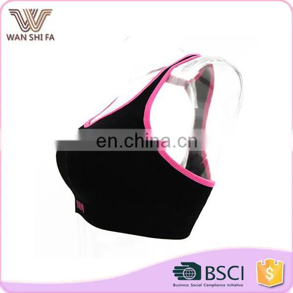 Fancy design fluorescent color bordure decoration special nylon sports bra top