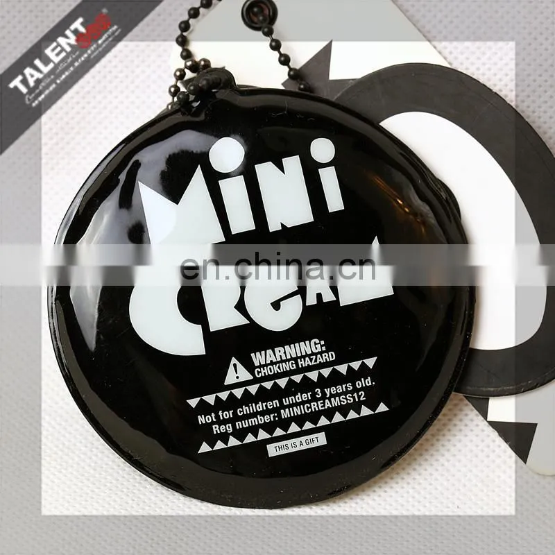 Custom paper printed Black Punched Shape Hangtag With PVC Cotton Filling Pendant for kid's Garment