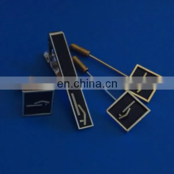 Fashion Metal cufflink, tie pin and lapel pin set with custom logo design