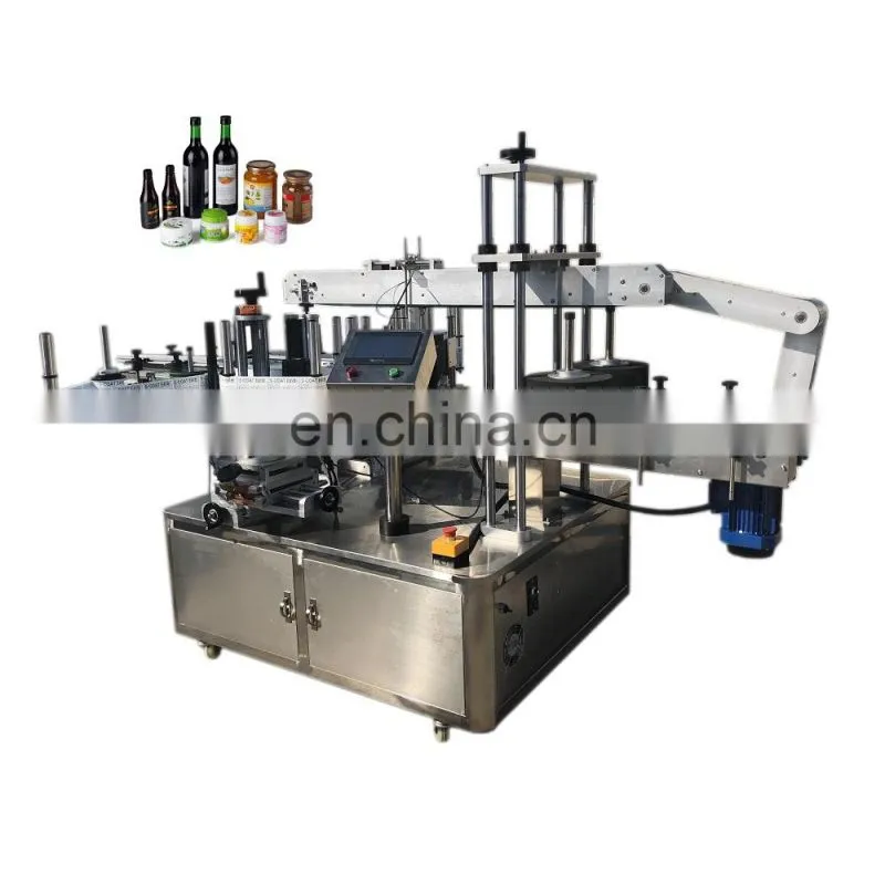 Shanghai joygoal Automatic sticker labeling machine for wine bottle front back and neck square bottle labeling machine