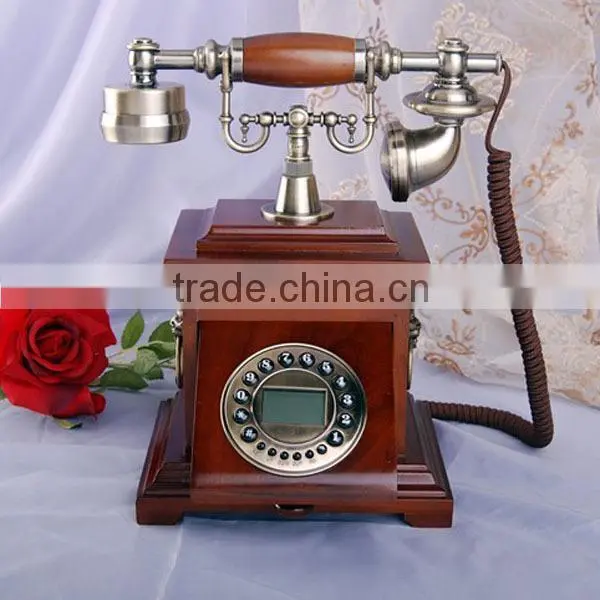 Cheap corded retro wooden telephone