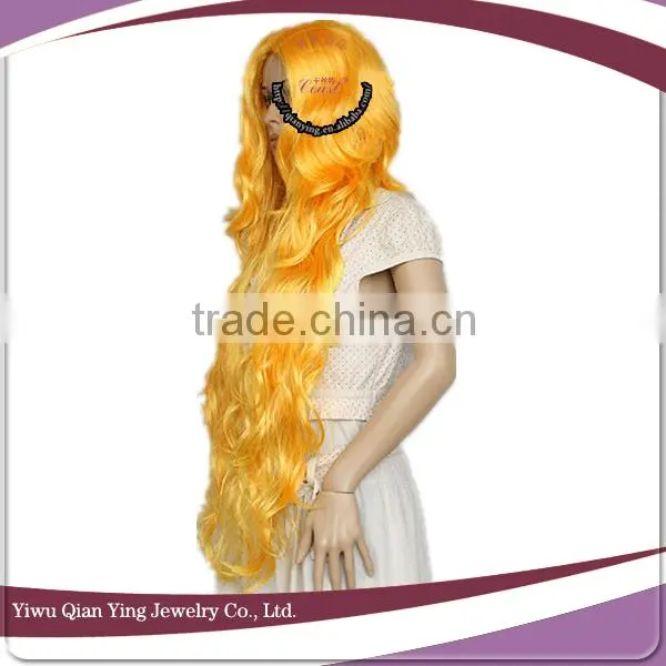long curly orange cosplay wig