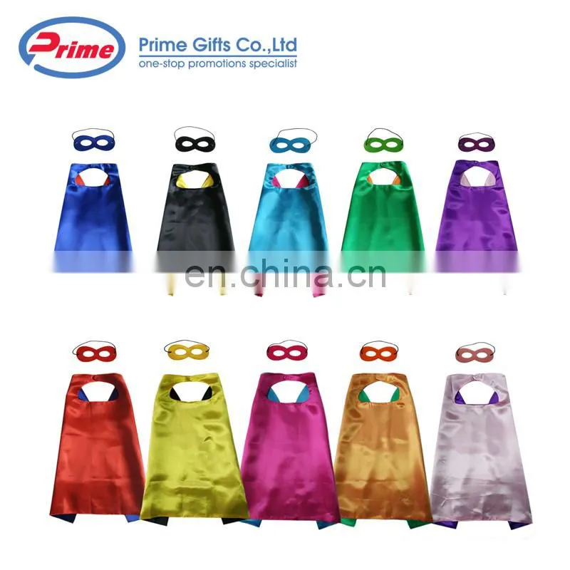 2021 Double Layers Superhero Costume Kid Adult Cape With Custom Mask For Kids Halloween Party Birthday Cosplay Costumes Set