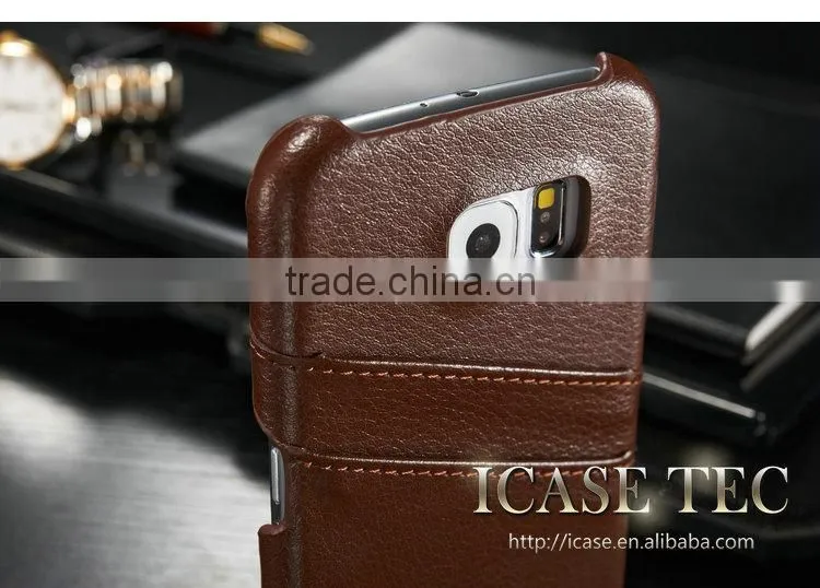 iCase For samsung galaxy s6 leather case, For samsung s6 phone case, Genuine leather Back Case