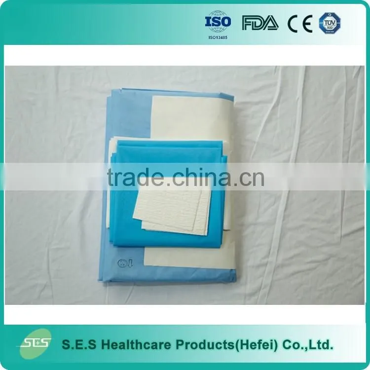 CE/ISO approved surgical Caesarean drape pack with EO Steriled