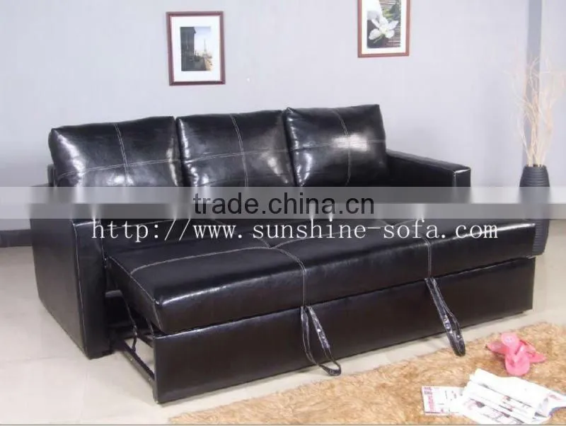 Modern Black Leather Sofa Bed