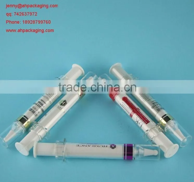 Hot sale 10ml PC airless pump bottles, syringe cream bottle