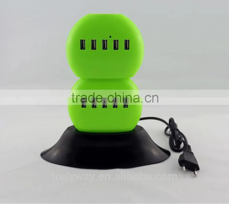 Trulyway 5V/8A 40W 6-USB Port creative design desktop USB charger universal for most tablet, smart phone etc
