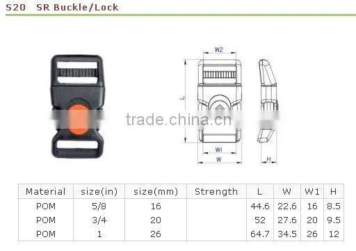 Colored plastic adjustable slide lock belt quick buckle