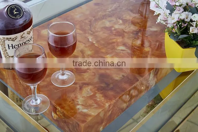 Commercial furniture stainless steel with plated gold modern design KTV coffee table