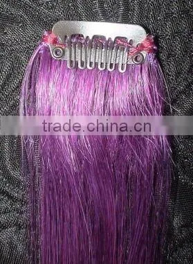 High Quality Purple 100% Human Hair Clip-In Hair Extension