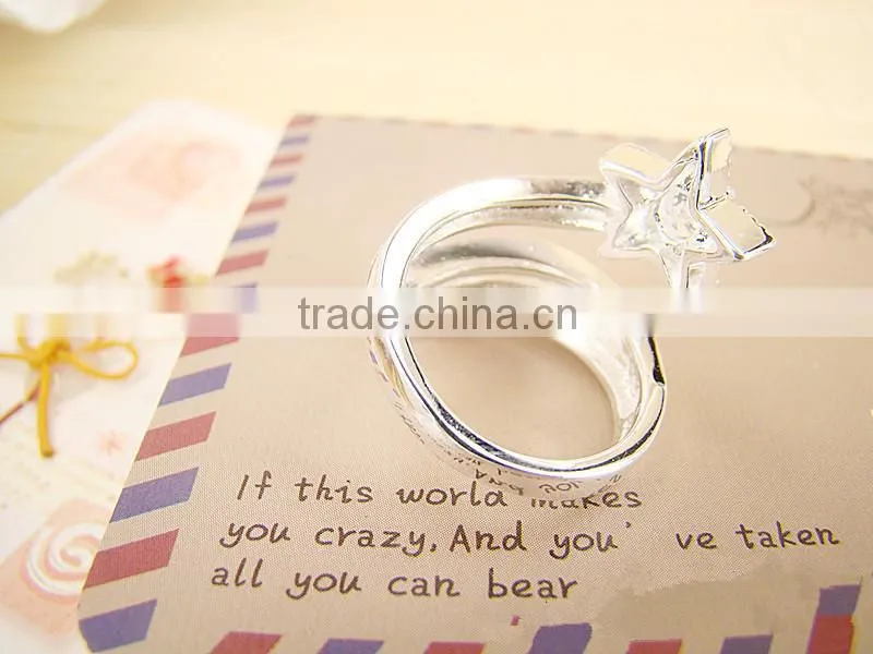 New Arrival Unisex Korea Jewelry Copper Plated With Silver Shape Star Series Ring With High Quality