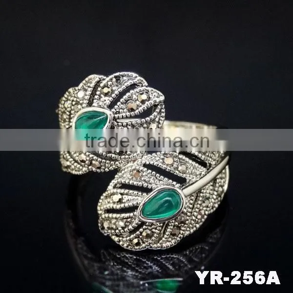2015 Fashion Crystal Gemstone Gold Plated Rings For Women Feather Finger Open Rings