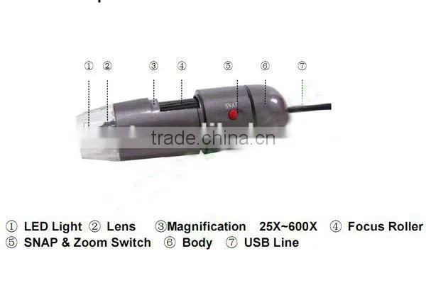 Shenzhen factory wholesale 600 times USB Portable Digital Microscope manufacturers