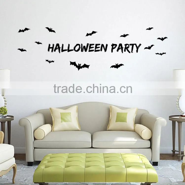 ALFOREVER Bat halloween black quote decals,bat halloween sticker