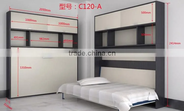 saving hidden wall bed,folding wall bed,wall bed with cabinet(SZ-WBA90-C )