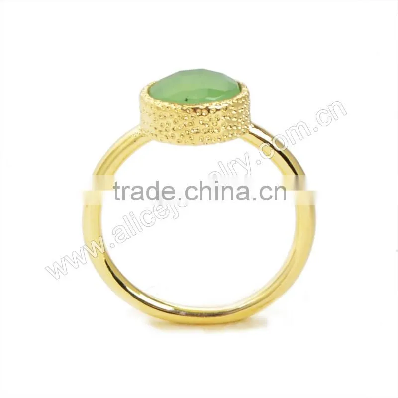 Gold green chrysoprase stacking ring