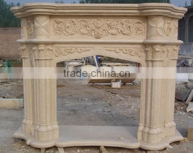 Marble caving fireplace mantel