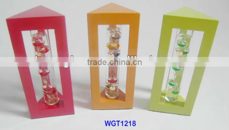 Galileo Thermometer, 5 Multi Colored Spheres with Gold Plated Temperature Tags