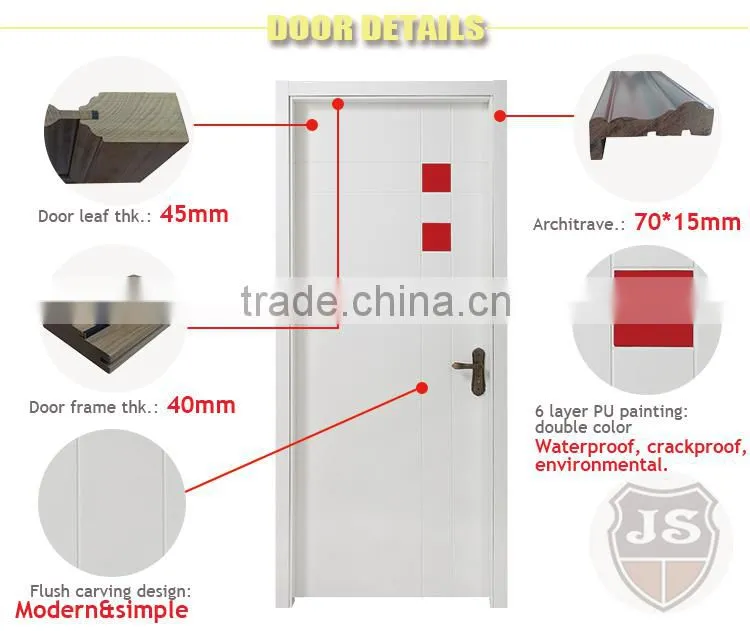 white primed matte finish birch solid wood modern front door design