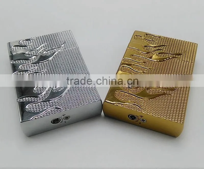 Gun golden plated universal gas lighter refill battery electric lighter