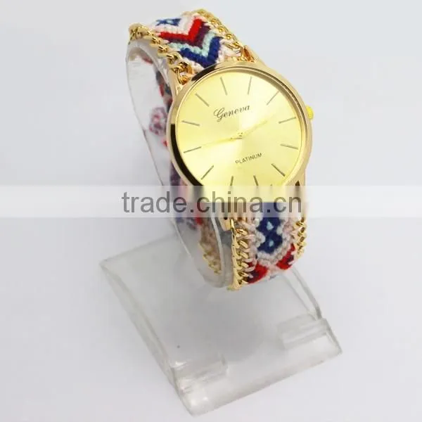 Fashion cheap interchangeable fabric woven strap watch