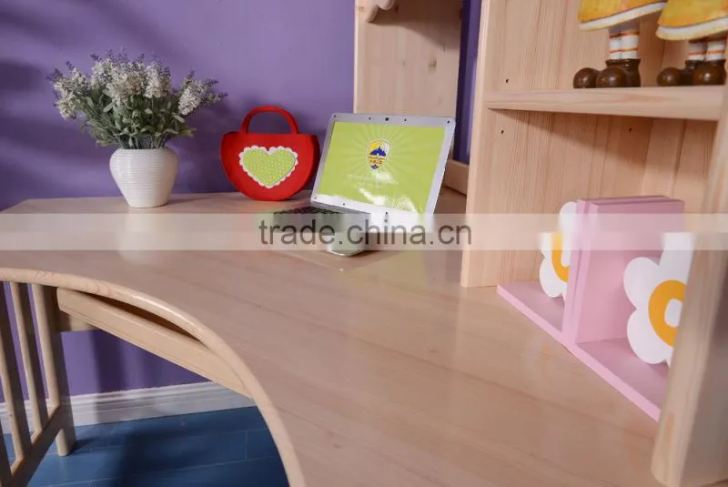 Girl Modern Bedroom Furniture in Pine Wood, Natural Color