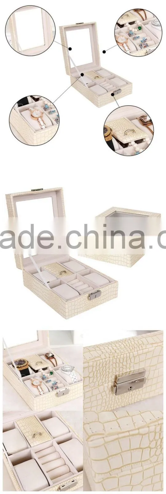 High quality pu leather jewelry organizer display box