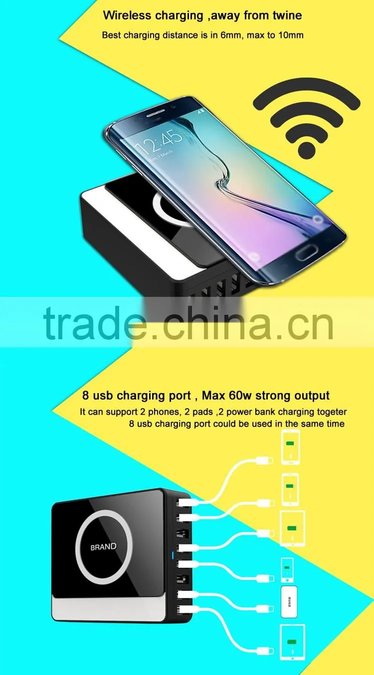 Multi-port usb wireless charger qi charging dock station for Samsung galaxy s7