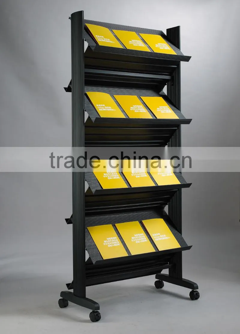 Mobile Double-Sided Literature Rack with four Shelves