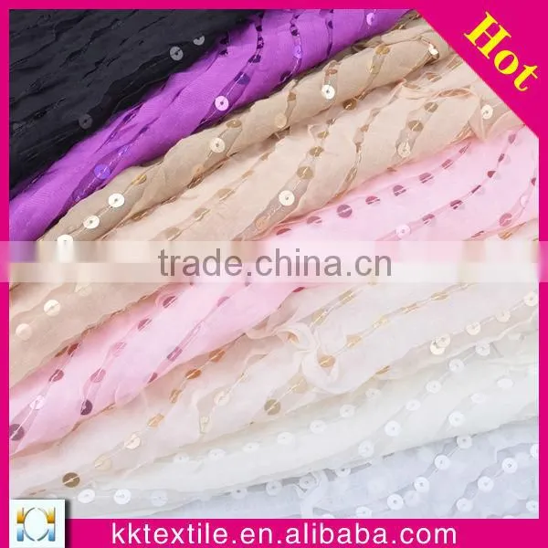 100% polye georgette laser crochet stripe sequin fabric embroidery design