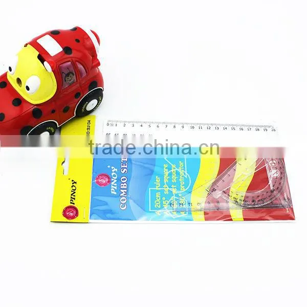 Hot Sale High Quality 20cm Geometric Plastic Ruler Triangle Protractor Set