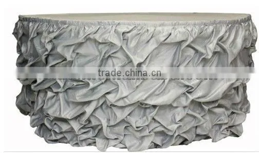 Shirred satin table skirt, ruffled table skirt, wedding table skirt
