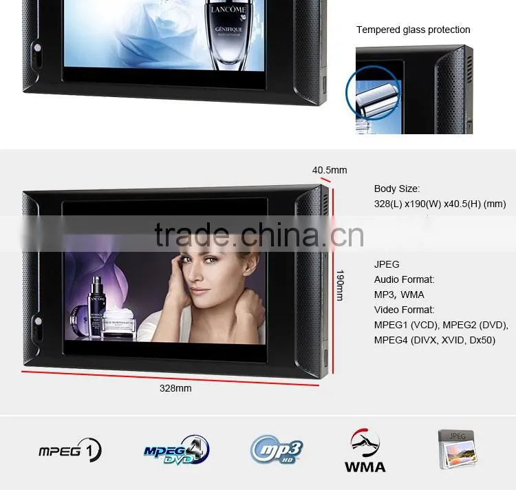 Flintstone 10 inch advertising display, small digital displayer monitor, 10" motion activated player shelf player