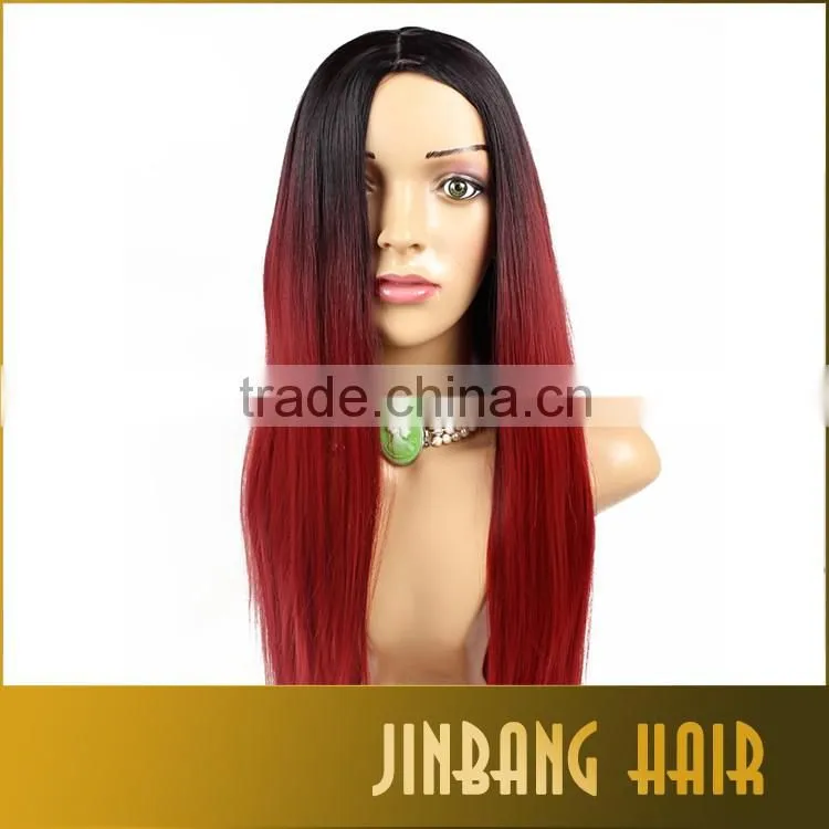 Black Burgundy Ombre Long Straight Lolita Cosplay Wig For Fashion
