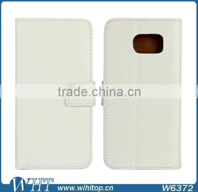 Genuine Leather Booklet Case for Samsung Galaxy S6 with Stand Card Holder