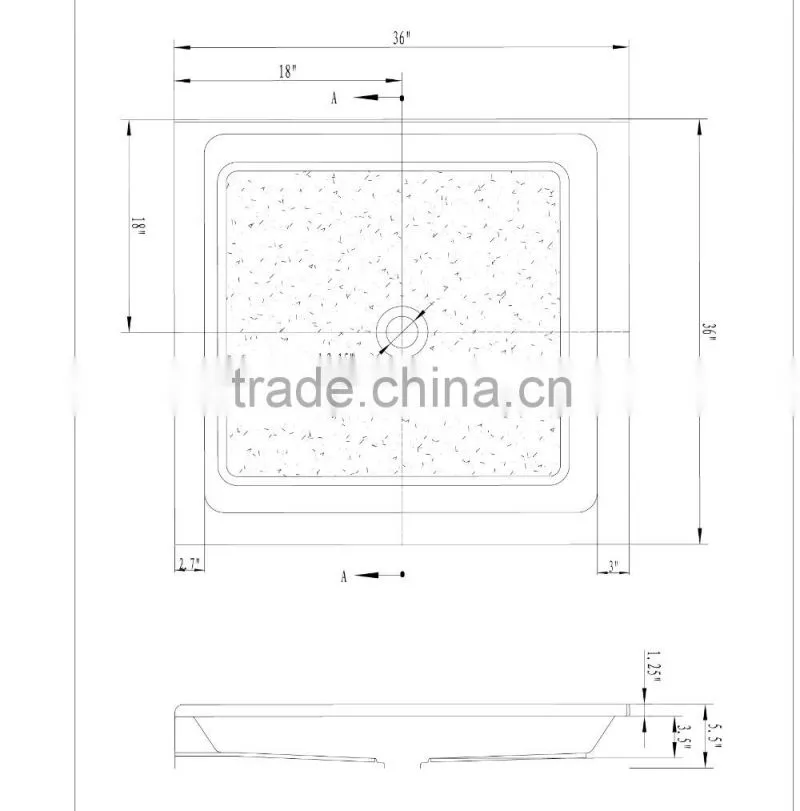 North America market UPC/cUPC certified double threshold shower base, cupc shower base, tile flange base